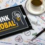 think global concept on tablet computer